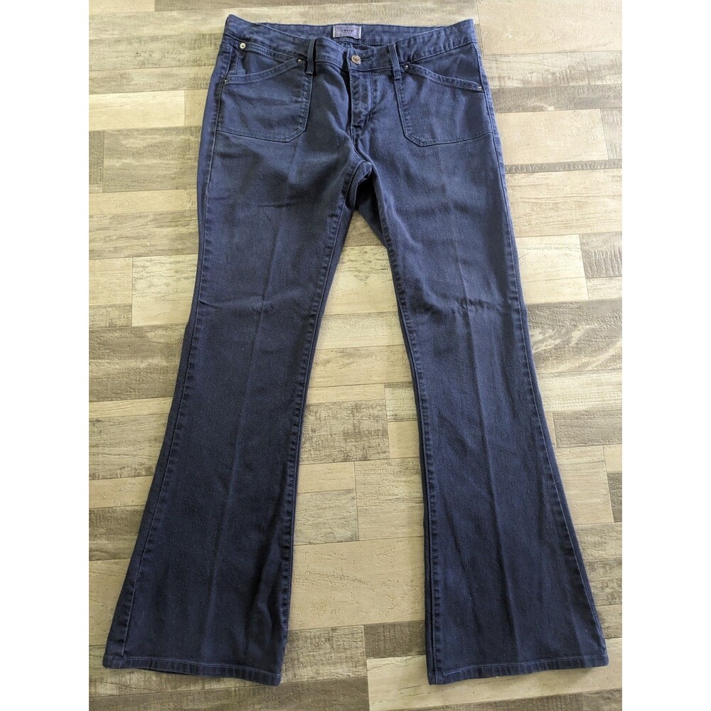Y2K Style Levi's Jeans Womens 12 Boot Cut Flared Cotton Dark Blue Denim Pants
